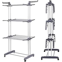 Laundry Room Dryer Rack, Clothes Drying Rack,Wall Mounted Clothes Hanger with Swing Arm, Foldable Floor Hanger Rack, Sturdy and Easy Assembly B