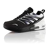 Fusskleidung® Damen Herren Sportschuhe Dämpfung Sneaker leichte Laufschuhe Weiss Schwarz EU 43
