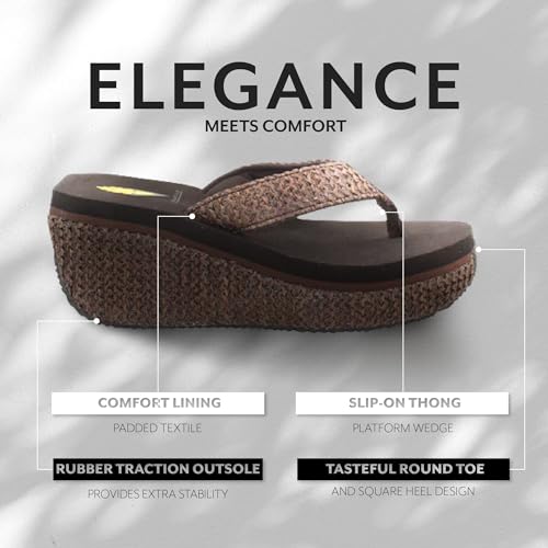 Image of Volatile Island Wedge Sandals for Women Featuring Slip-On Thong Platform Style with EVA Insole and Rubber Outsole