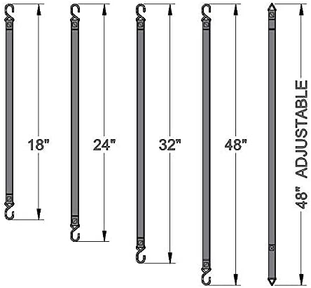 Miniatura 7 de Cuerda elástica plana, cuerda elástica ajustable de 48 pulgadas, color negro, resistente, con ganchos