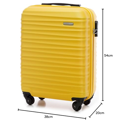 Wittchen Valigia Da Cabina Trolley Bagaglio A Mano A Rotelle Piccola Trolley Guscio Duro Abs 4 Ruote Spinner Serratura A Combinazione Maniglia Telescopica Groove Line Giallo Ryanair/Ita Airways - 13