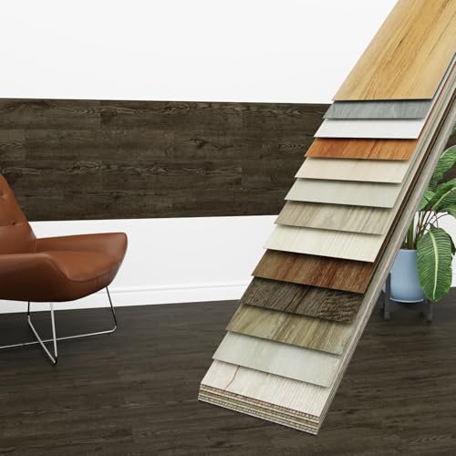HEXIM Vinyldielen 5m² selbstklebend PVC Wandverkleidung dunkler Bodenbelag Holzoptik 91x15cm Paneele für Wand & Boden Holzdielen dunkelbraun (36 Dielen Dark Walnut - 1804-13)