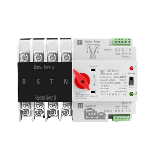 Commutateur de transfert automatique ATS 4P triphasé rail DIN sélecteur électrique 100A