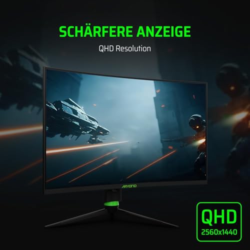 A32 V2 Curved Gaming Monitor, 32 Zoll(80cm), 180Hz, 1500R, QHD (2560x1440), 1ms, HDR, FreeSync&G-Sync, 122% SRGB, Eye Care, Eingebauter Lautsprecher, HDMI, Display Port, Höhenverstellbar – Bild 5