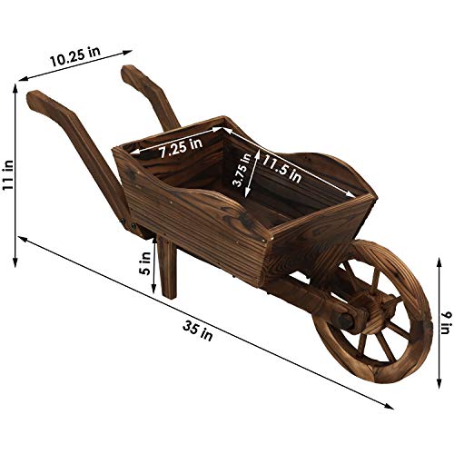 Sunnydaze Wooden Decorative Wheelbarrow Planter, for Patio, Lawn and Garden - 35 x 10 x 11 Inches