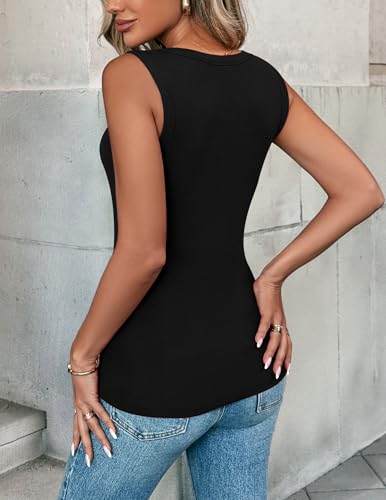 Zeagoo Sleeveless Tops for Women Casual High Neck Fitted Basic Tank Tops - image 2