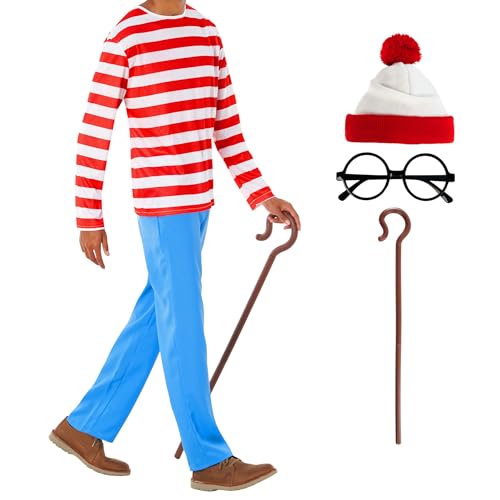 Morph Red and White Striped Costume Kids, Striped Character Costumes, Adult Book Character, World Book Day Costumes for Kids, Large