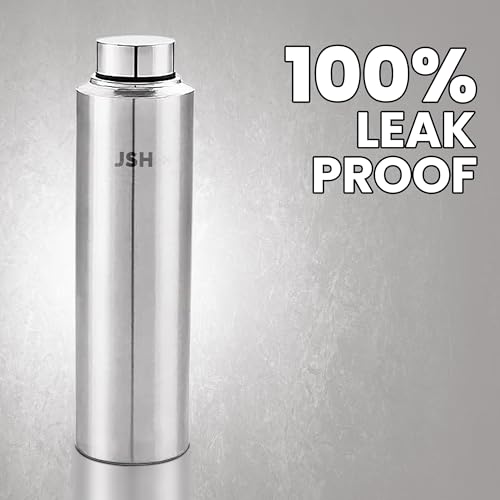 Image of JSH Stainless Steel Water Bottle 900ML Set of 2 Silver, 100% Leak Proof, Office Bottle, Gym Bottle, Home, Kitchen, Hiking, Treking Bottle, Travel Bottle