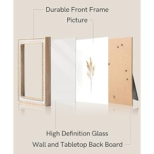 4×6 Picture Frame Natural Pine Wood Wall Mount Photo Frame Boho Distressed White Vintage Rustic Tabletop Display Home Decor for Bedroom Living Room Hallway Entryway