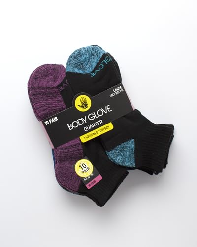 Body Glove Girls' 10 Pack Performance Cushion Athletic Quarter Cut Socks - Kids Running Socks for Girls2