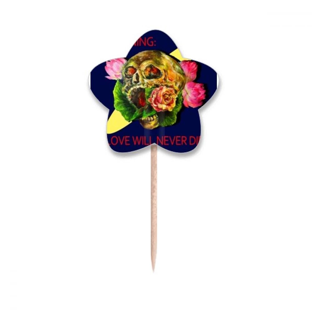 Cure-dents drapeaux étoiles Love Will Never Die pour lable cupcake picks