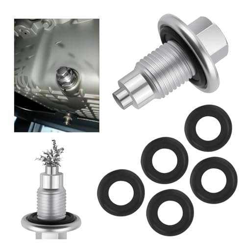 M14x1.5 Magnetic Oil Drain Plug Replacement OEM 97329654 with 5PCS Oil Drain Plug Gasket Durable Oils Pan Drains Plugs Compatible with Kawasaki/Honda/Triumph Essential Oils Plugs (M14x1.5)