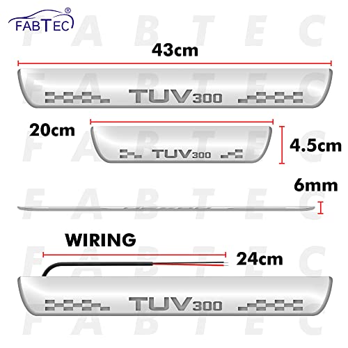 Image of FABTEC Car Door Foot Step Sill Plate with Mirror Finish LED Compatible with Mahindra TUV 300 (Set of 4pc,Blue)(6 Month Warranty)