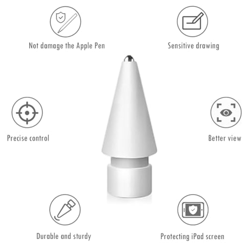 Image of SIXFU 6 PCS Replacement Pencil Tips for Apple Pencil, Durable iPencil Tip Nibs Accessories for iPad Pro /Apple Pencil Pro /USB-C / 1st Gen / 2nd Generation (Fine Point)