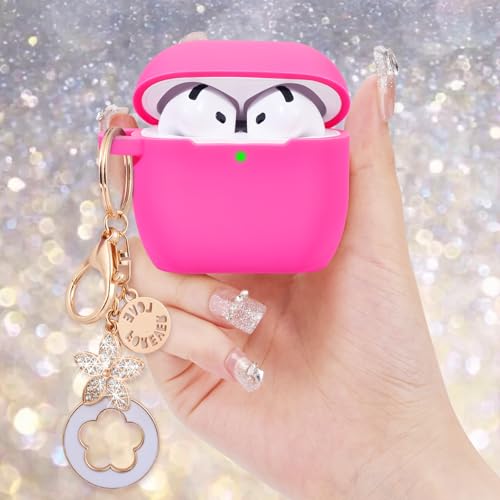 Image of Case Compatible With Apple Airpods 4 - VISOOM Airpods 4 Cases 2024 Cover Women Anti-Drop Silicone iPods 4 Earbuds Wireless Accessorie Charging Cases Girl Bling Keychain for Airpod Ipods 4th Generation