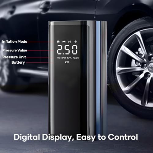 Image of Tire Inflator Portable Air Compressor, 25000mAh 150PSI Air Pump for Car Tires, LED Display Fast Inflation Air Compressor with Tire Gauge Pressure Car Motor Bike Ball (EDG209)