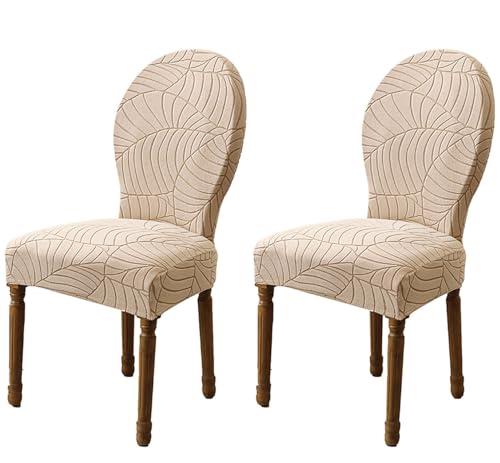 HACLEN Lot de 6/4/2 housses de chaise de salle à manger à dossier rond et rustique – Protection lavable pour chaises de salle à manger (kaki, 2 pièces)