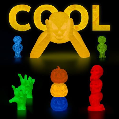 Image of AMOLEN 3D PLA Printer Filament, 1.75mm Glow in The Dark Yellow PLA Filament for 3D Printing, Best with UV Lamps, 1kg Spool (2.2lbs), Dimensional Accuracy + /- 0.02 mm, Fit Most FDM 3D Printers