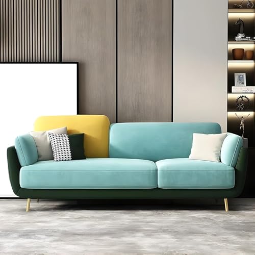 Image of Stylish & Modern Heavy Duty & Luxurious Traditional 3 Seater Sofa Chesterfield Sofa Arm Sofa Three Seater Sofa for Living Room Guest Room Hotels & Office. (3 Sky Blue & Green)