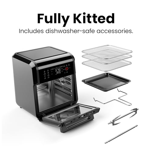 Chefman 12-Quart 5-in-1 Air Fryer Oven with Digital Timer, Touchscreen, and 12 Presets - Family Size Countertop Convection Oven, Dishwasher-Safe Parts - image 8