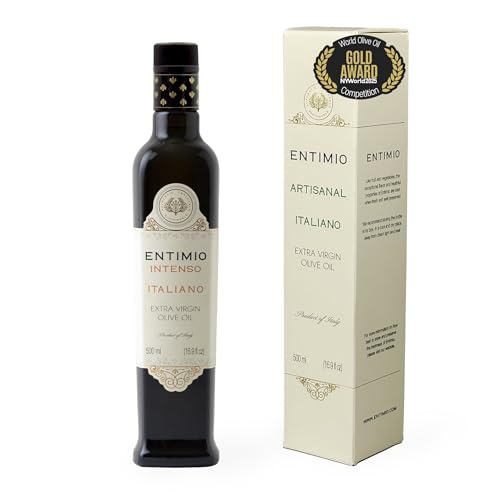 Entimio Intenso Organic Italian Extra Virgin Olive Oil from Italy, 900+ mg/kg High in Polyphenols, 2025 Gold Winner, Puglia Early Harvest evoo, Cold Extracted, Lab Tested - 16.9 fl oz
