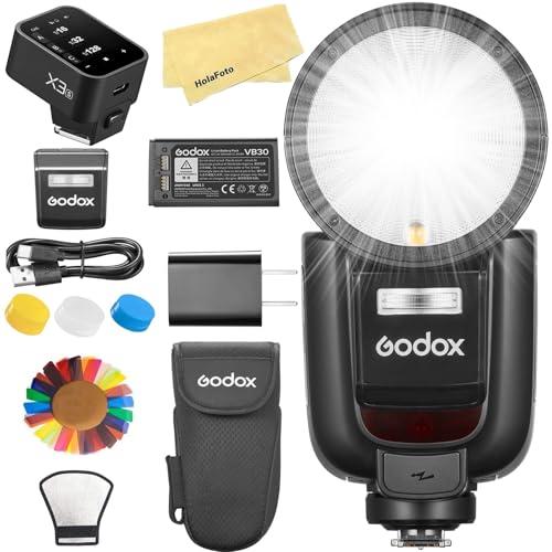Godox V1 Pro S V1Pro S Camera Flash and Godox X3-S Flash Trigger for Sony Camera,with Detachable External Flash SU-1,USB-C Charge Battery,1.3s Recycle Time,2980mAh Li-ion Battery