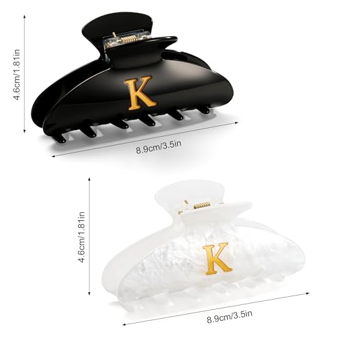 Image of CWJCYTNSN 2 PCS Hair Claw Clips for Women Non-slip Black White Claw Clips for Thick Thin Hair Stylish K Hair Clips Elegant Hair Accessory Girls
