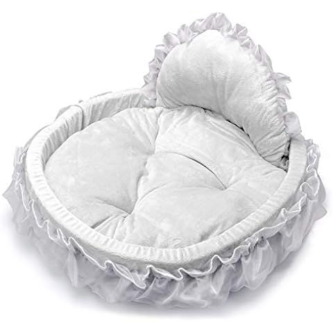 Cute Princess Pet Bed Bow-TIE Lace Cat Dog Bed (S, Grey) Cover