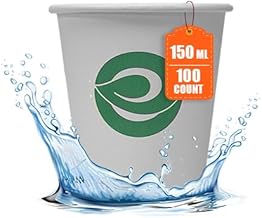 ECO SOUL [150 ml, 100 Count Disposable White Paper Cups | Eco-Friendly & Biodegradable Cups | Use & Throw Party Glasses | Ideal for Tea, Coffee & Water
