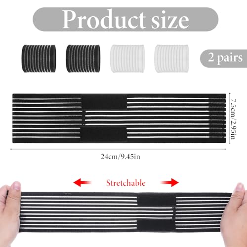 Thinp 4 Pcs Wrist Compression Wrap, High Elastic Wrist Support for Men Women Breathable & Adjustable Wrists Support Brace Wristbands for Weightlifting, Gym, Sports (White, Black)