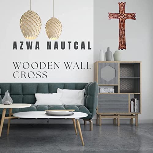 Cruz de pared de madera pequeña de 12 x 8 pulgadas para decoración religiosa 3