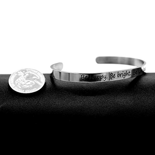 Image of Uloveido Stainless Steel Inspirational Bracelets for Women Engraved Personalized Mantra Initial Motivational Cuff Bangle Y460