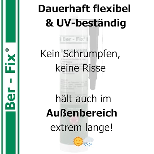 Ber-Fix MS Polymer Schwarz 1x 440g – Ungiftiger Teichkleber & Dichtstoff – Klebt & dichtet selbst unter Wasser