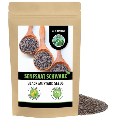 Alpi Nature Senfkörner schwarz braun 500g, Senfsaat schwarz, Senfsamen, schwarze Senfkörner