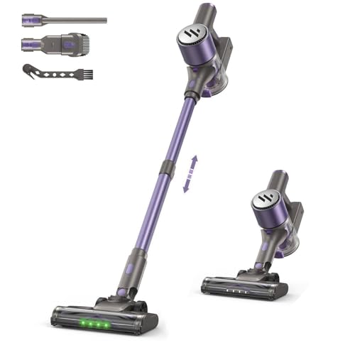 Image of WLOTPO Lightweight Stick Vacuum Cordless Rechargeable,Self-Standing Design,LED Touch Screen,Vacuum for Hardwood Floors,Carpet,Pet Hair(Lavender Purple)