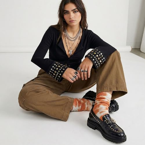 Image of COUVER Womens Scrunched Slouch Socks Soft Cotton Breathable Retro Crew or Knee High, Multiple Colors