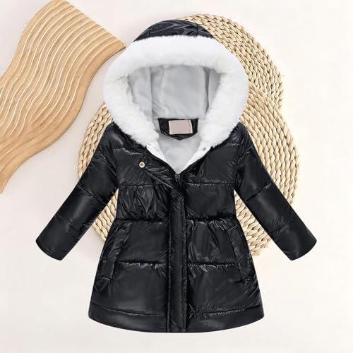 Image of Teen Kids Leather Puffer Jackets Winter Waterproof Fleece Lined Down Coats Boys Girls Padded Warm Quilted Outwear