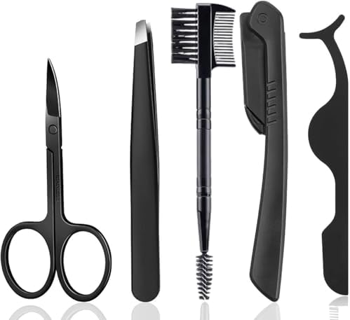 Eye Lashes Razor MOMENT Eyebrow Trimming Tools Set 5Pcs, Face Razors Eyebrow Brush ...