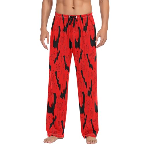 Qilmy Graffiti Black Bat Men's Cotton Pajama Pants, Lightweight Lounge Sleepwear with Drawstring and Pocket2