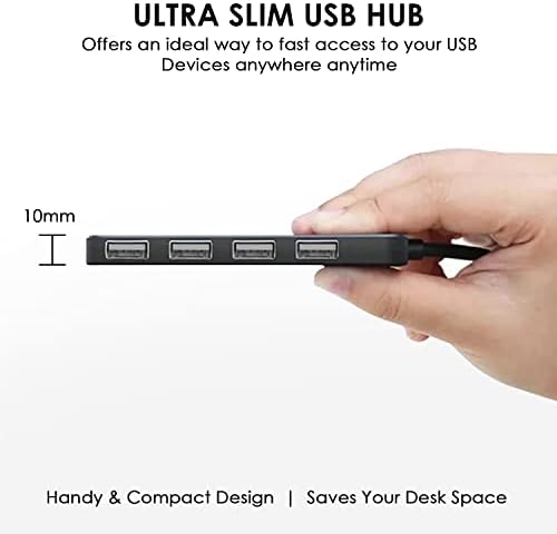 ISOUL USB Hub, 4-Port Ultra-Slim USB 2.0 Hub Portable Adapter High speed Expansion Multi USB Hub Splitter Lead Adapter Cable For PC Laptop, Desktop, PS3 PS4, Xbox, Wii, MAC, NoteBook, MacBook, NetBook