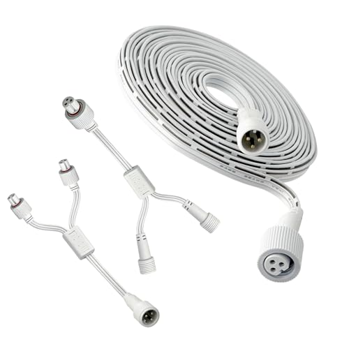 13FT Waterproof Extension Cable 2 Y-Splitter Kit for Govee H705A H705B H705C H706A H706B H706C H705D H705E H705F IP68 Permanent Lighting Extension Wire Patio Garden Roof Decorations