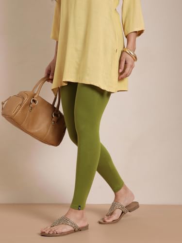 Image of TWIN BIRDS Super Stretchable Cotton Elasthane Fabric Ankle Length Leggings for Women