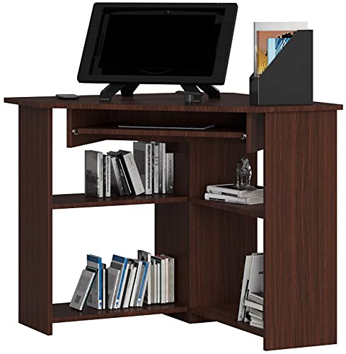 AKORD Escritorio de esquina 80 x 74 x 80 cm para oficina en casa instalación simple borde ABS elegante diseño funcional placa laminada 16 mm color wenge
