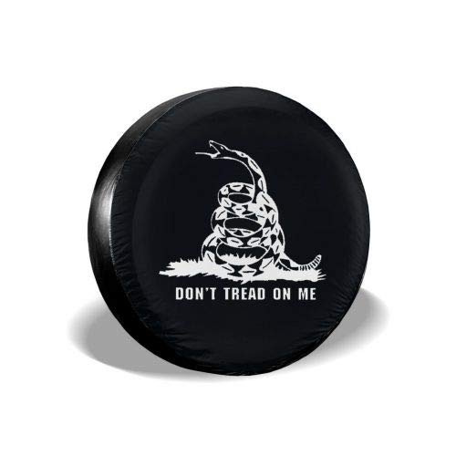 MSGUIDE Don't Tread On Me Spare Wheel Tire Cover Weatherproof Tire Protectors for Jeep Trailer RV SUV Truck and Many Vehicles (14" 15" 16" 17") (Don't Tread On Me, 15'' for Diameter 27''-29'')
