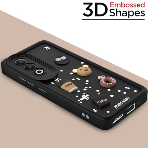 Image of Outlouders Back Cover for OnePlus Nord CE 4 5G | 3D Cartoon Bear Cute Fun Silicone Full Body Protection Bumper Case (Black)
