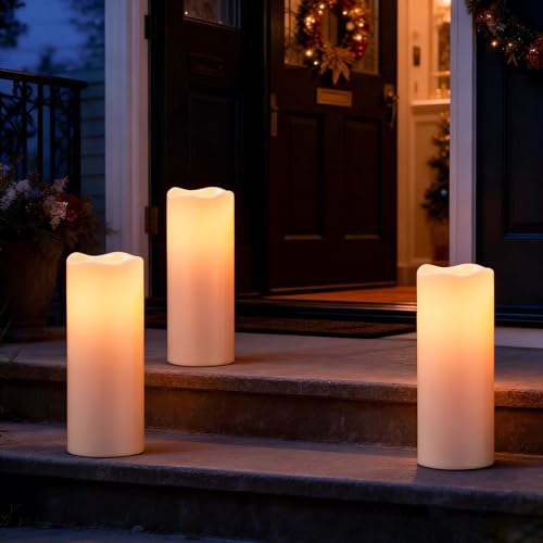 Image of Outdoor Large Waterproof Flameless Candles Battery Operated with Remote