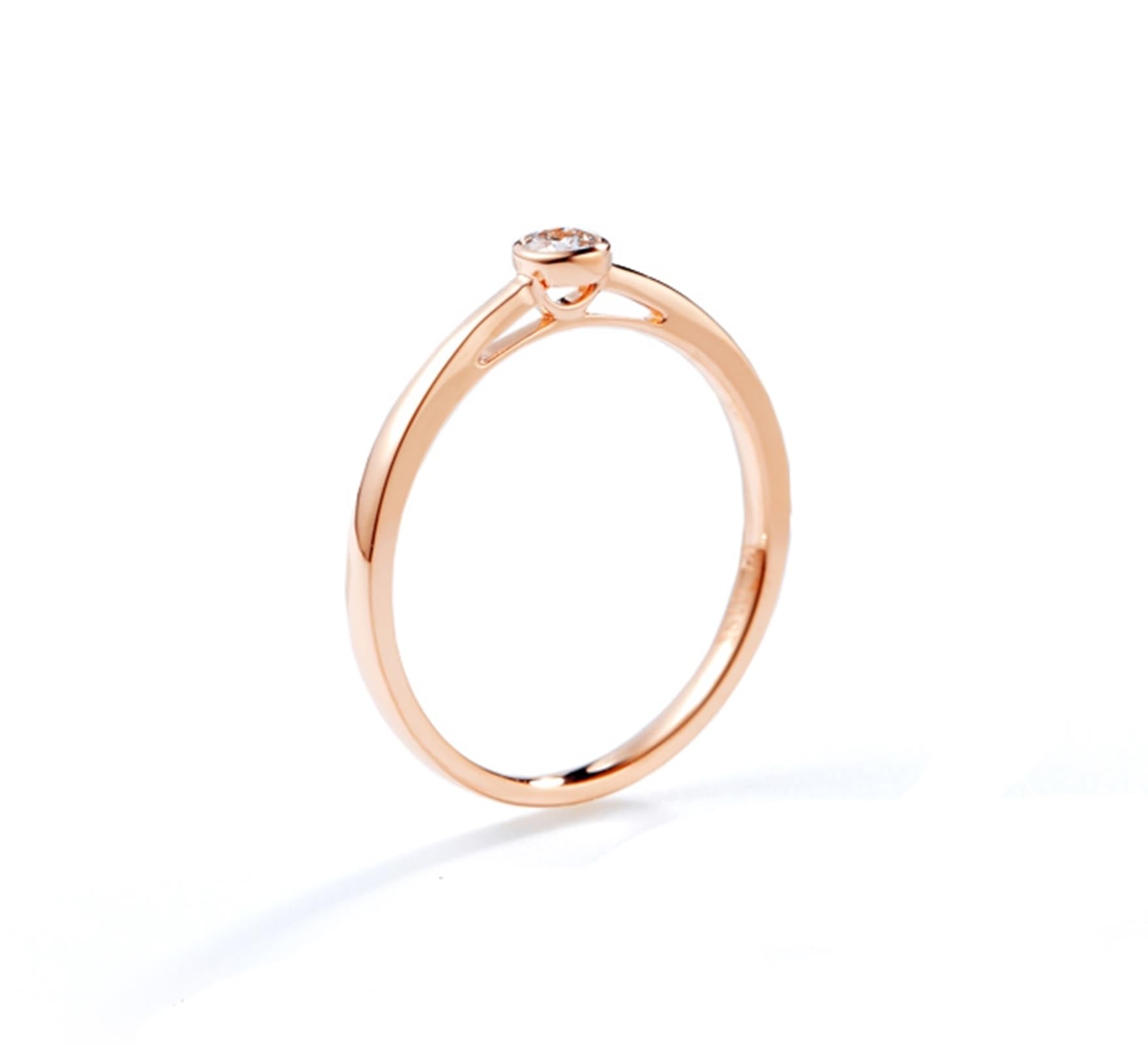 Wycian Anillo Compromiso Anillo Diamante Mujer Oro Rosa de 9K/14K/18K con Diamante de 0,08 CT Talla 12 Sólido No Chapado Moderno para Señoras Navidad Joyas