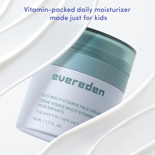 Image of Evereden Kids Face Cream, Dermatologist-Tested, EWG Verified Fragrance-Free | Vitamin-Enriched, Unscented Face Moisturizer, Safe for Young & Sensitive Skin, Omegas 3, 6, 9, Kids Ages 3+, 1.7 fl oz