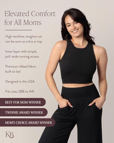 Image of Kindred Bravely Sublime Longline Nursing Bras for Breastfeeding, Soft Nursing Crop Tank Maternity Bra with Built in Shelf Bra