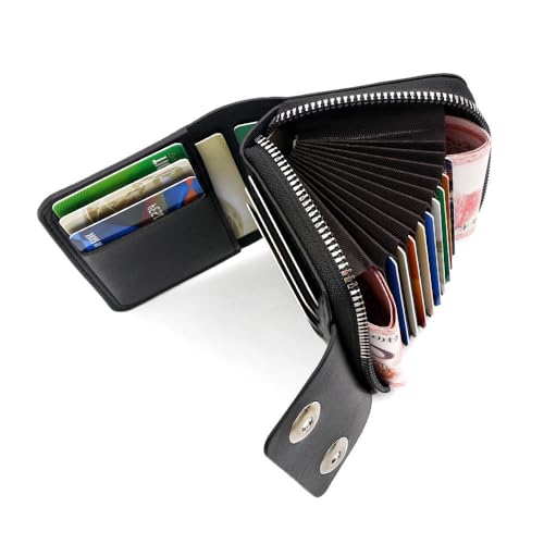 Image of Leather Card Wallet,11 Card Slot 2025 Organ Style,Double Magnetic Buckle,Large Capacity PU Leather Card Wallet for Men and Women,Trifold Card Holder Case (Brown)